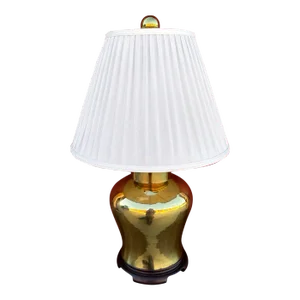 Vintage Large Brass Ginger Jar Table Lamp W/Shade
