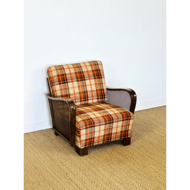 Vintage Lounge Chair in Bentwood and Checkered Fabric, 1960s For Sale - Image 16 of 16