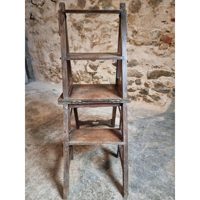 Antique Metamorphic Library Step Chair in Beechwood, France, Early 20th Century For Sale - Image 16 of 18