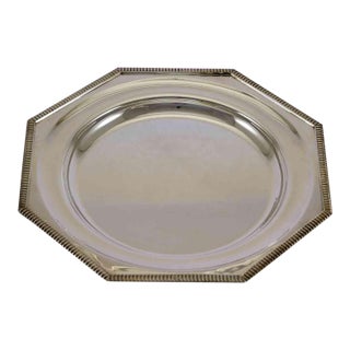 1970’s Vintage/New Silverplate Octagonal Round Platter With Gadroon Applied Border For Sale