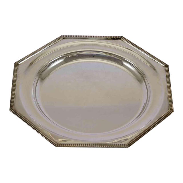 1970’s Vintage/New Silverplate Octagonal Round Platter With Gadroon Applied Border For Sale
