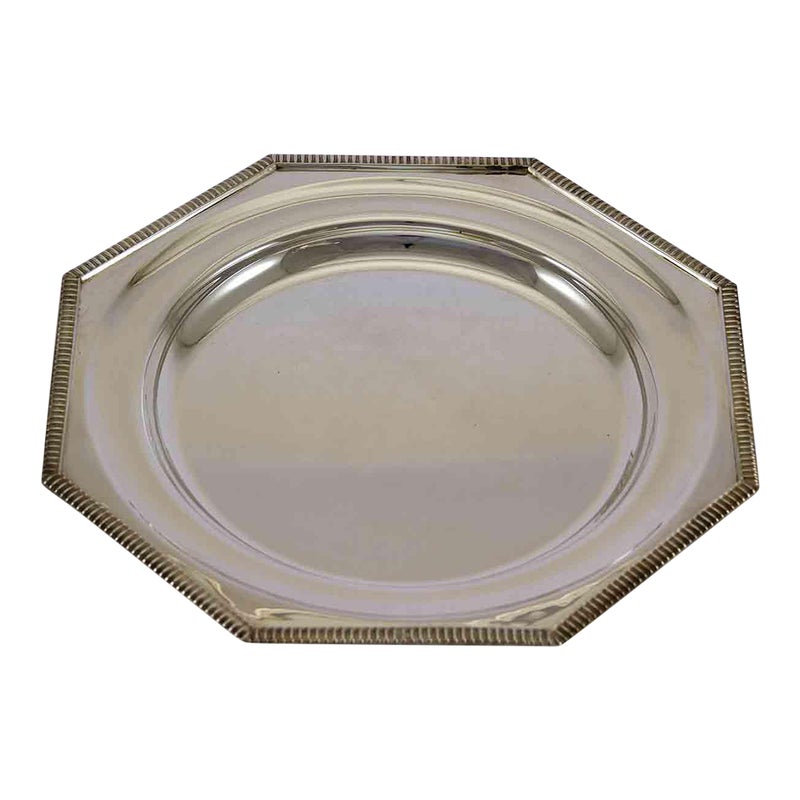 1970’s Vintage/new Silverplate Octagonal Round Platter With Gadroon Applied Border
