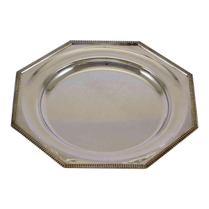 1970’s Vintage/New Silverplate Octagonal Round Platter With Gadroon Applied Border