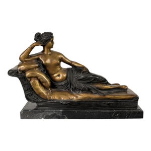 Neoclassical Bronze “Paulina on Chaise Lounge” – 19” Long