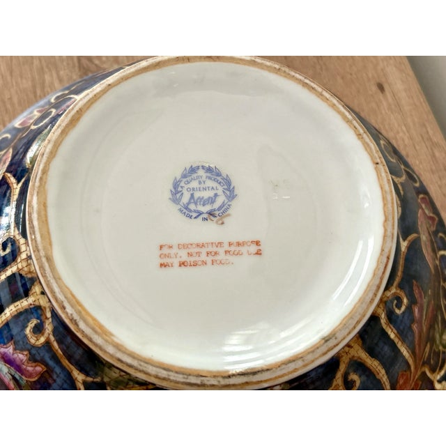 Large Chinese Hand Painted Lotus Bowl - 14" Wide For Sale - Image 9 of 9