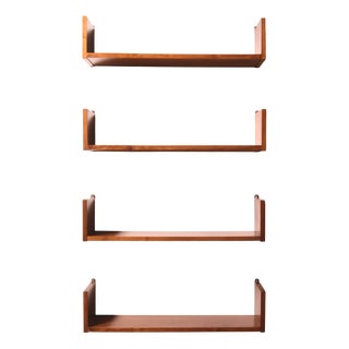 Handcrafted Wooden Shelves, 1960s, Set of 4 For Sale