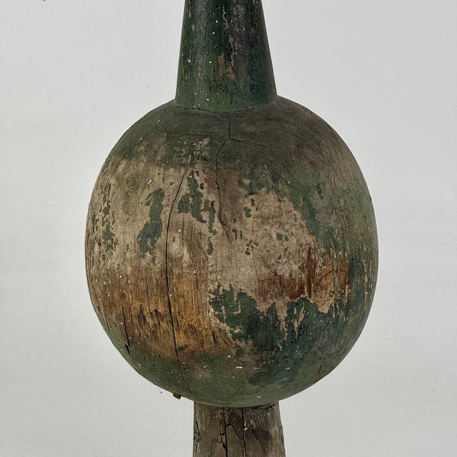 Mid 20th Century Vintage Wood Green Painted Finial-Like Objet D'Art, Home Accent For Sale - Image 5 of 8