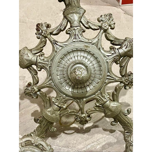 Antique Art Deco Metal 5-Light Hanging Lamp Chandelier For Sale In Pittsburgh - Image 6 of 10