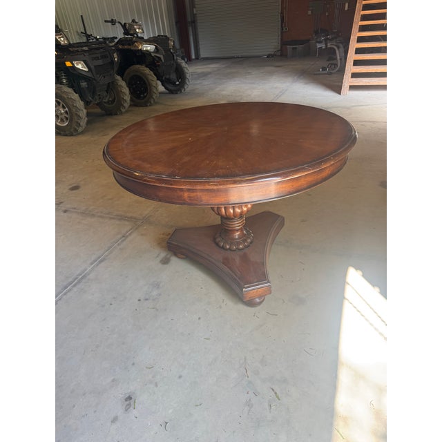 Round Pedestal Wood Table For Sale - Image 6 of 10