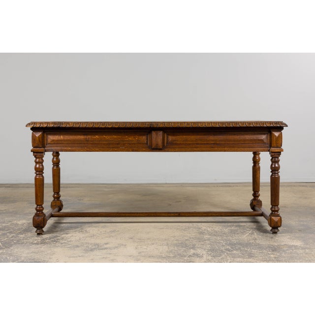 French Late 19th Century French Louis XIII Style Oak Writing Table For Sale - Image 3 of 18