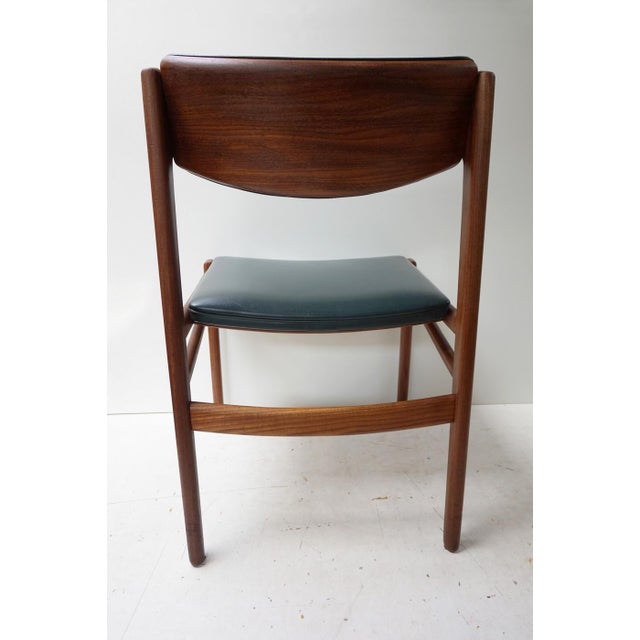 Scandinavian Teak and Green Leatherette Dining Chairs, 1960s, Set of 4 For Sale - Image 18 of 18
