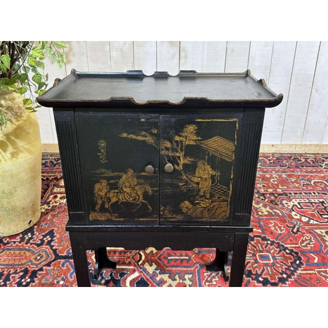 Small Painted Fir Wood Sideboard with Asian Decoration, 1950s For Sale - Image 14 of 16