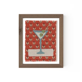 Gemma the Martini by Willa Heart in Walnut Frame, Mini Art Print For Sale