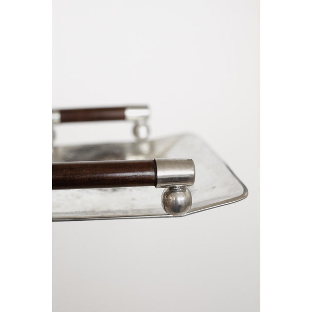 Hammered Pewter Tray with Wooden Handles from Schohaus, 1970s For Sale - Image 9 of 10