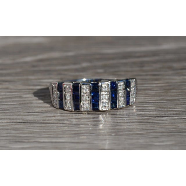 The Enotera: Ladies 14K White Gold Sapphire and Diamond Band For Sale In Philadelphia - Image 6 of 9