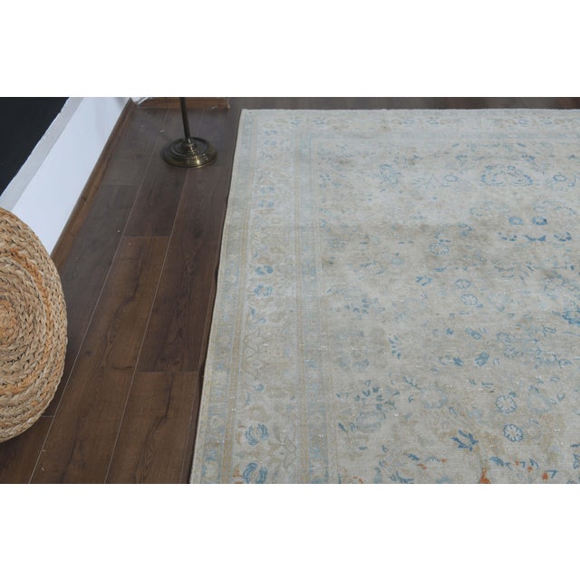 1970s Vintage Persian Handmade Wool Cotton Beige Area Rug For Sale - Image 9 of 11