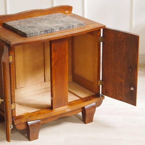 Wood French Art Deco Bedside Table with Marble For Sale - Image 7 of 14