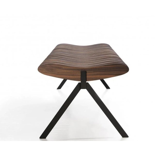 Contemporary Large Perlude Bench in Walnut by Caroline Voet For Sale - Image 3 of 6