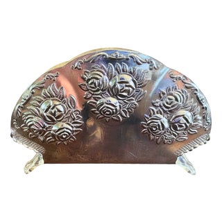Silver-Plated Napkin Holder with Floral Repoussé Décor from BMF, Germany, 1970s For Sale