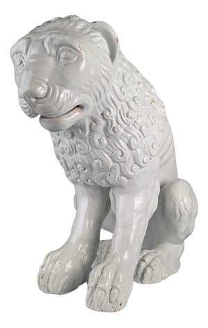 Romanesque Style Lion Sculpture, Early 20th Century, Glazed Clay