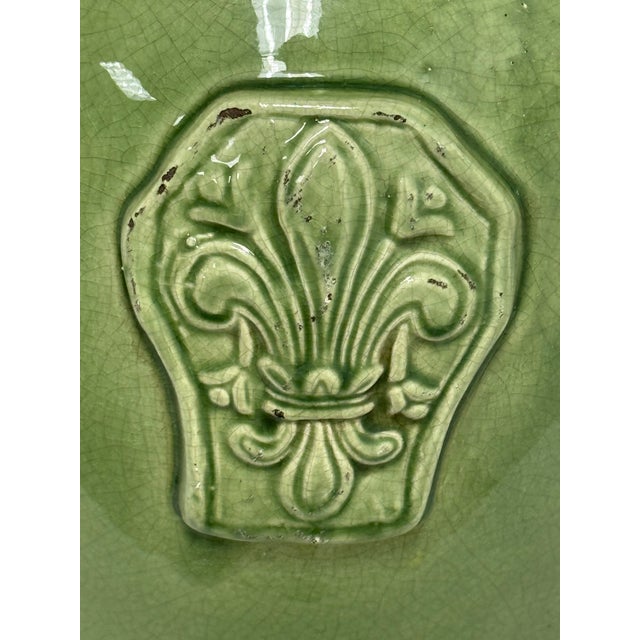 Ceramic Leona for Neiman Marcus Italian Green Crackle-Glazed Ceramic Vase For Sale - Image 7 of 12