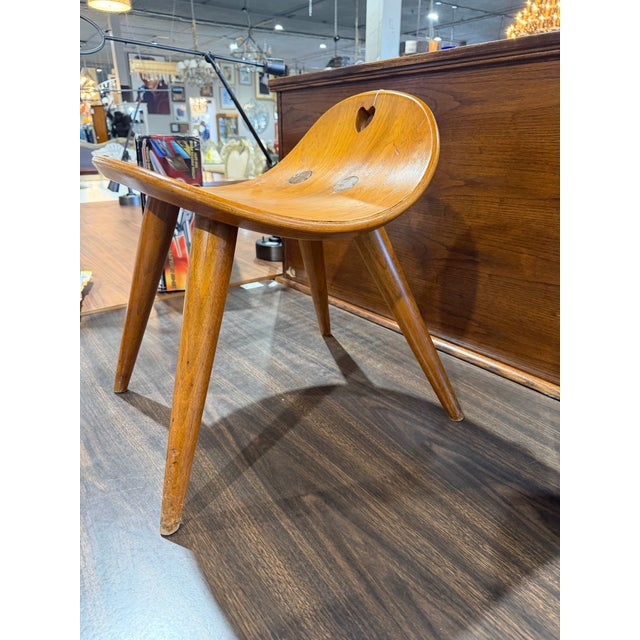 A charming and highly collectible example of mid-century American design, this Dunbar “Heart” Stool by Edward Wormley -...
