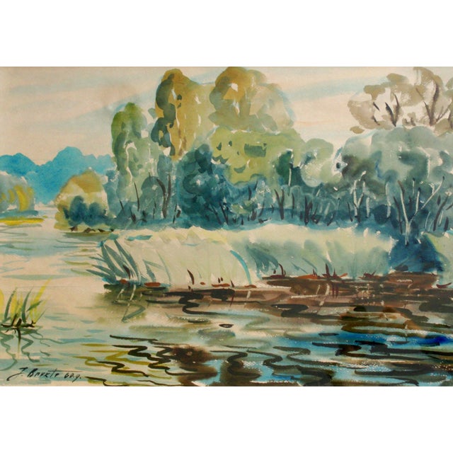 Janis Brekte, River, 1960, Watercolor on Paper For Sale - Image 6 of 6