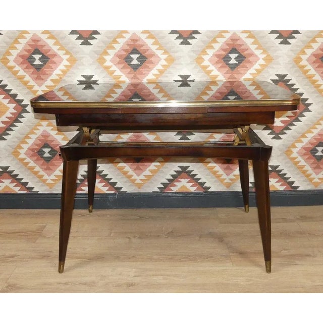 Mid-Century Modern Adjustable Multifunctional Patterned Coffee Table in Glass, 1960s For Sale - Image 3 of 13