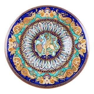 Copper Green Dragons Plate by deBlona For Sale