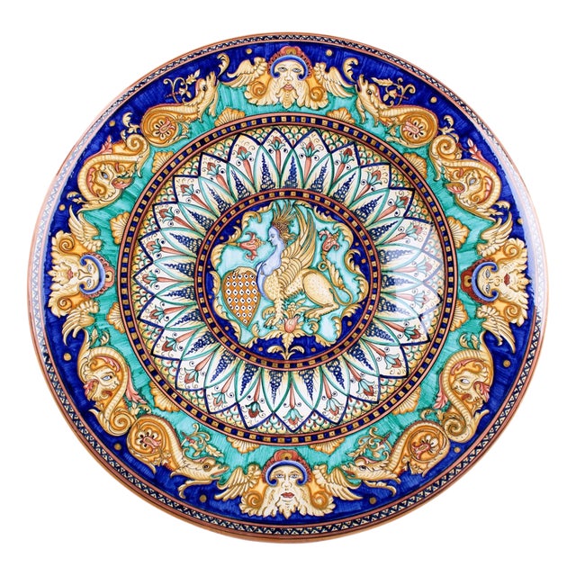 Copper Green Dragons Plate by deBlona For Sale