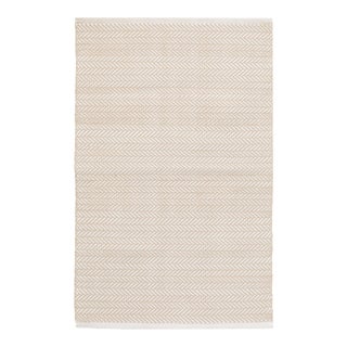 Dash & Albert by Annie Selke Herringbone Linen/White Indoor/Outdoor Rug, 2'6" x 12' For Sale