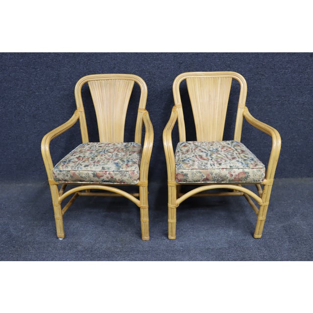 MCM Style Fan Back Bamboo & Rattan Armchairs – Set of 4 For Sale - Image 10 of 18