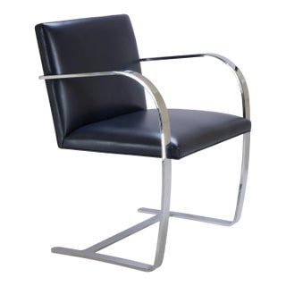 Brno Flat-Bar Chair in Original Navy Leather For Sale