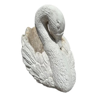 Vintage Reconstituted Large Stone Swan Planter For Sale