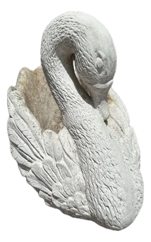 Vintage Reconstituted Large Stone Swan Planter