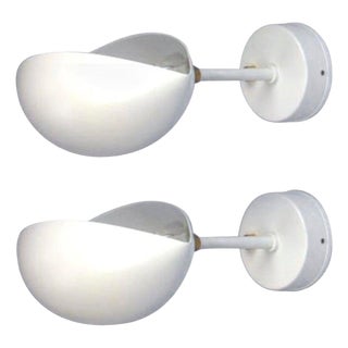 Mid-Century Modern White Eye Sconces by Serge Mouille, Set of 2 For Sale