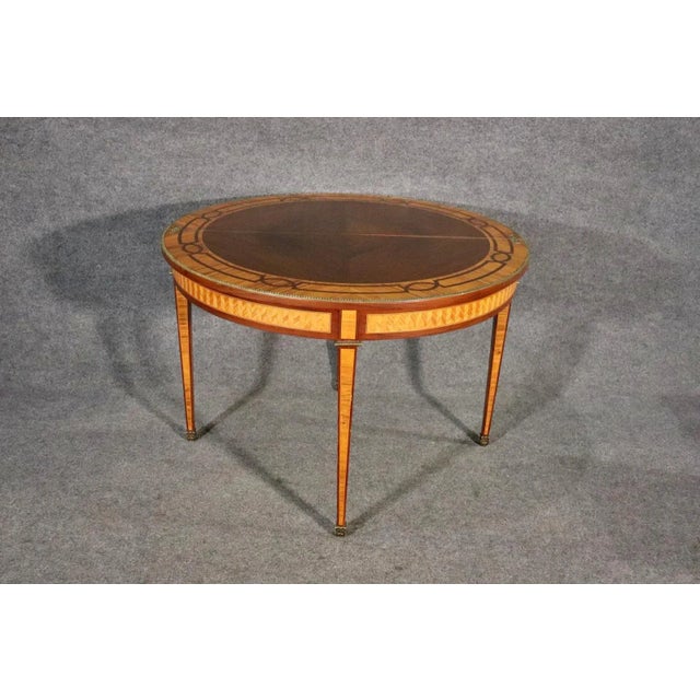 Gorgeous inlaid French Louis XVI Style Satinwood Demilune Console Table For Sale - Image 11 of 12