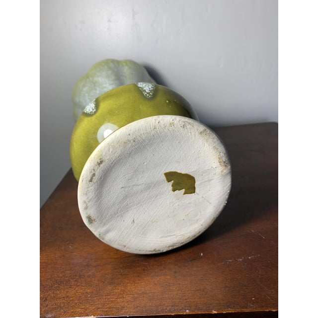 Vintage Mid Century Modern Olive Green Ceramic Vase For Sale - Image 4 of 5