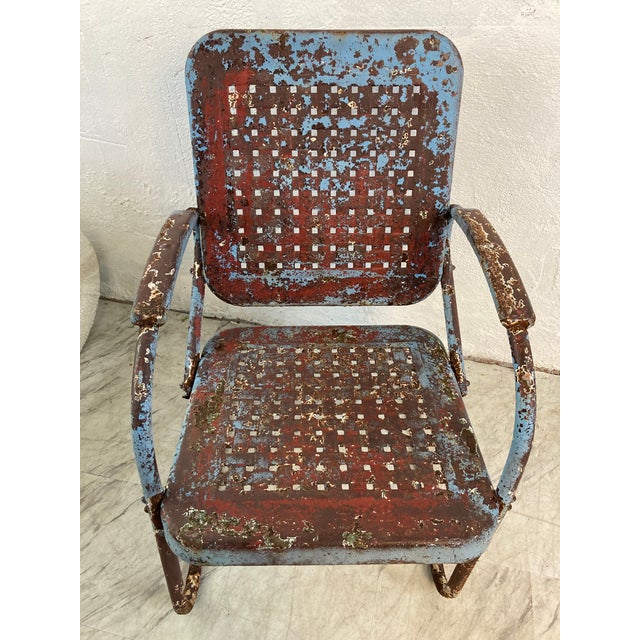 Rustic Outdoor Metal Chairs, a Pair Chairish