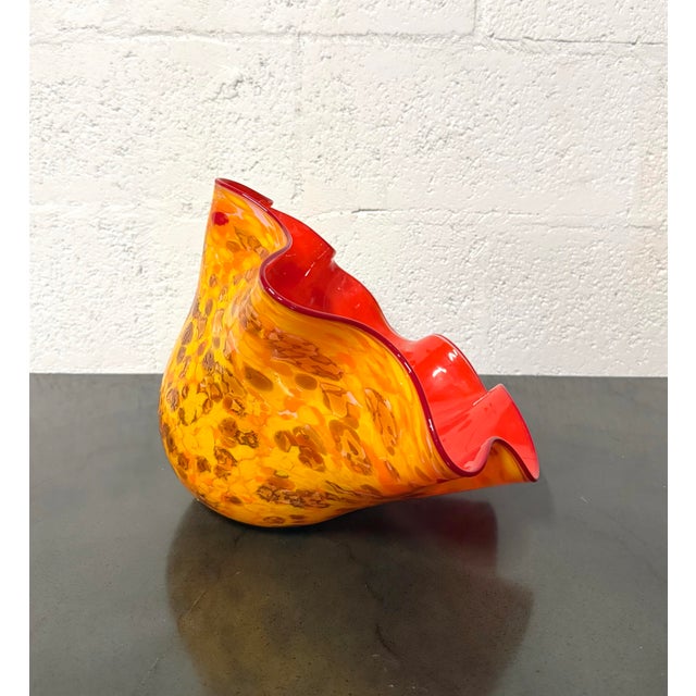 Glass Vintage Murano Hand Blown Art Glass Bowl After Chihuly “Macchia” For Sale - Image 7 of 8