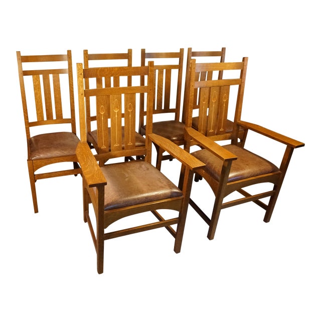 Vintage Harvey Ellis for Stickley Mission Style Dining Chair Set of 6 Chairish