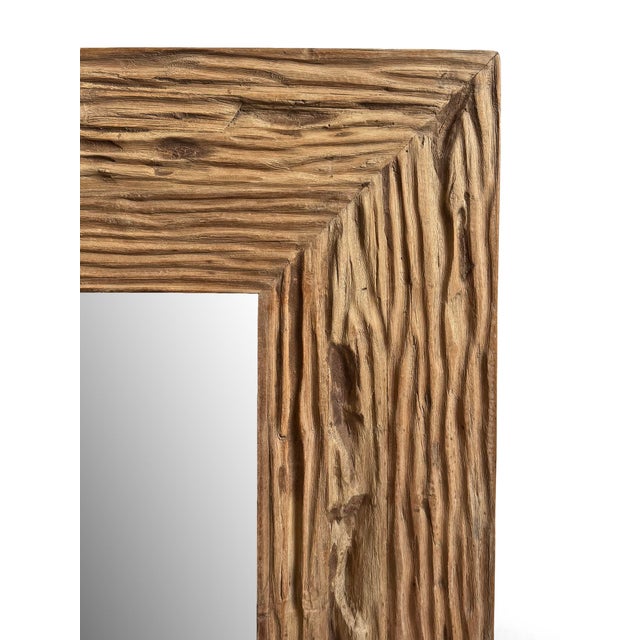 Deep Grain Rustic Wood Wall Mirror For Sale - Image 4 of 8