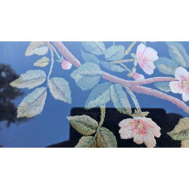 1950s Picture in Frame with Embroidered Cherry Blossoms, 1950s For Sale - Image 5 of 10