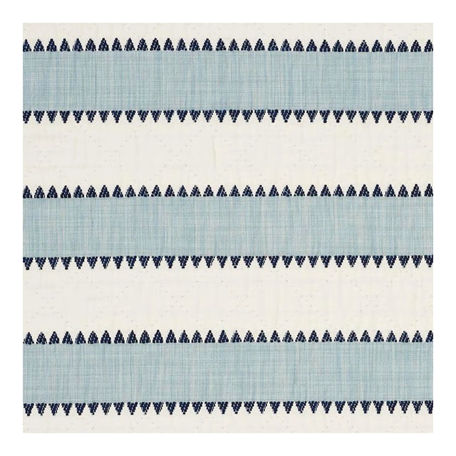 Sample - Schumacher Isolde Stripe Fabric in Sky For Sale