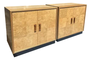 Modern Henredon Scene 2 Two Burl Chests Cabinets or Nightstands