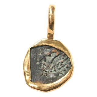 Roman Prutah "Widow's Mite" W 22k Gold Trim For Sale