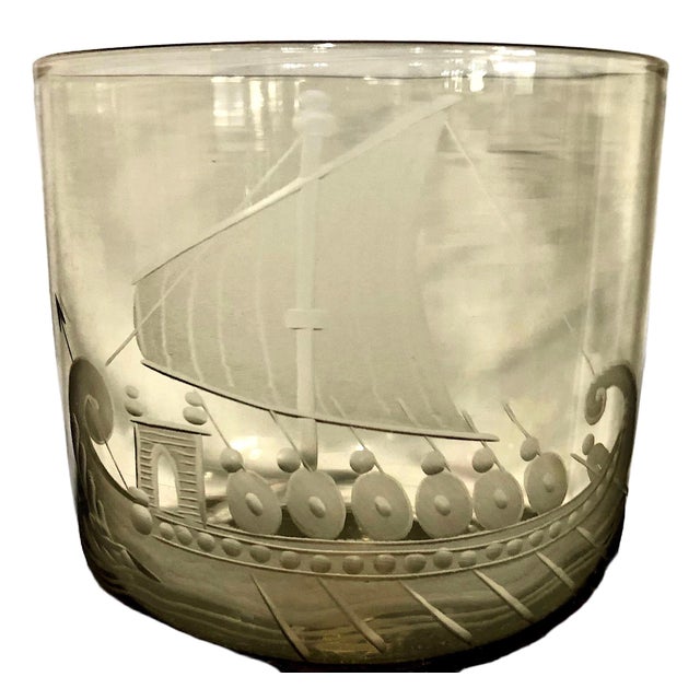 Modern Set of Six Midcentury Modern Viking Longboat Stemmed Glasses For Sale - Image 3 of 5