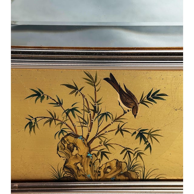 LaBarge Elgomise Chinnoiserie Reverse Gold Painted Mirror, 1986 For Sale - Image 12 of 18