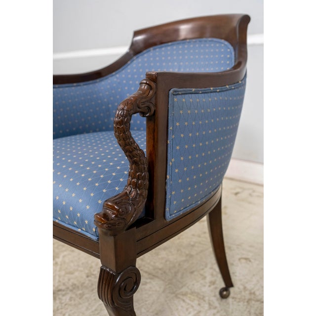 Pair Vintage Regency Style Dolphin Carved Armchairs For Sale In Philadelphia - Image 6 of 14