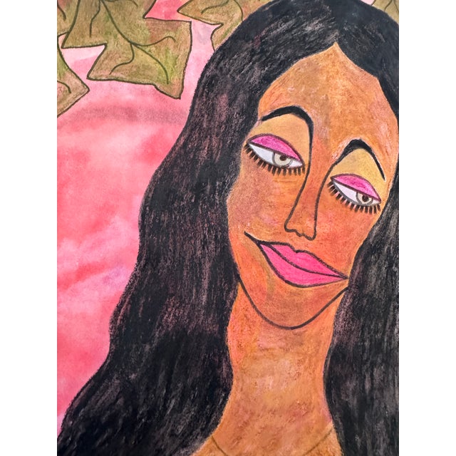 2000 - 2009 Jude Kirby Original “Leona” Contemporary Expressionism Oil Pastel on Paper- Framed For Sale - Image 5 of 5